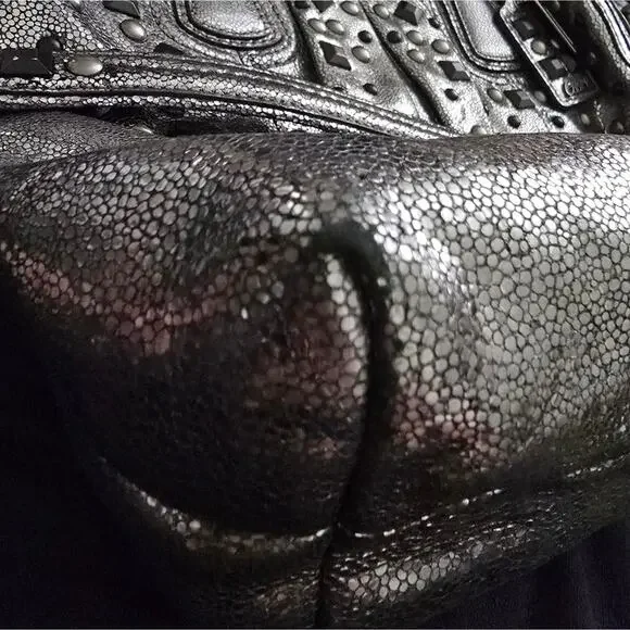 COACH‎ Limited ED KRISTIN GRAY METALLIC SILVER GUNMETAL NUBUCK SUEDE BAG Purse